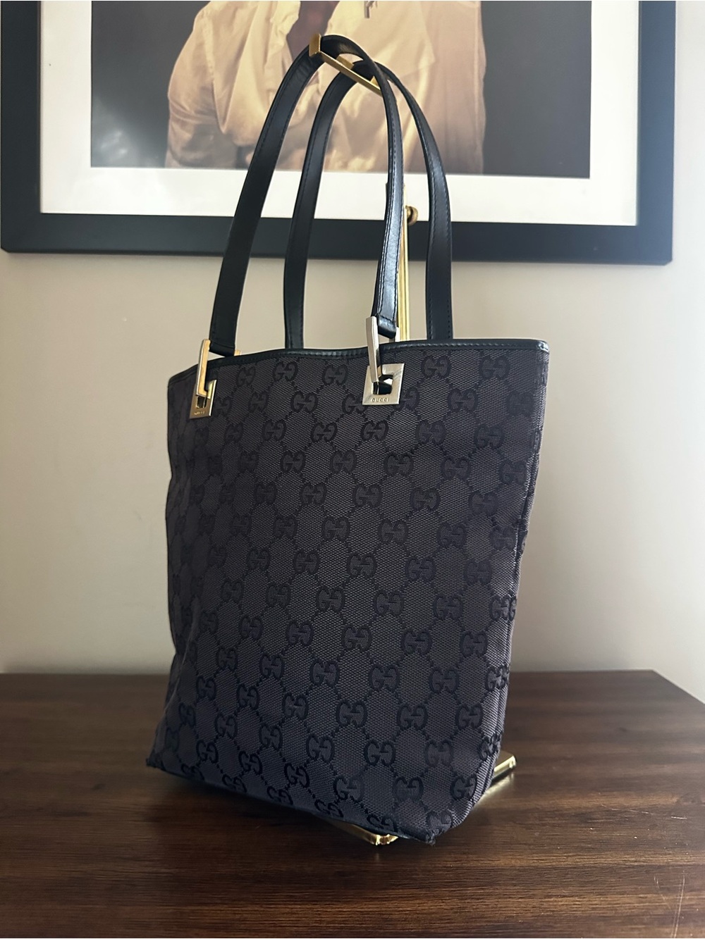 Gucci Black GG Monogram Canvas Tote
